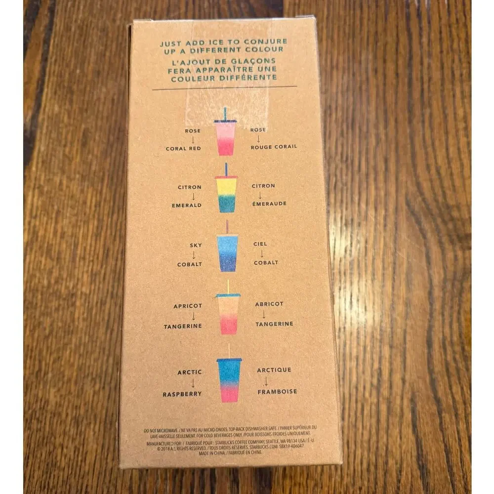 NIB Starbucks 2018 Color Changing Reusable Cold Cups Pack 24oz